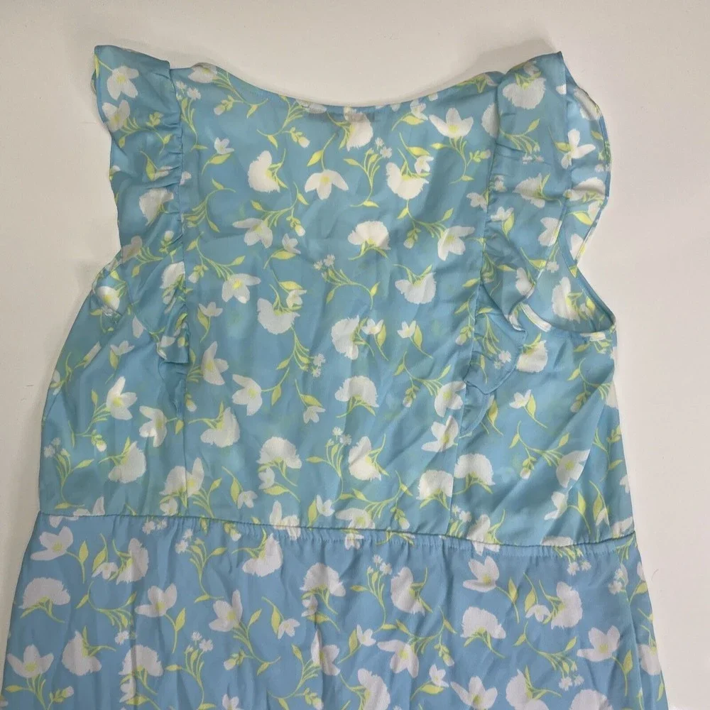 Collective Concepts Ruffled Floral Mini Dress Light Blue Size Large NEW w/o Tags - Picture 7 of 10